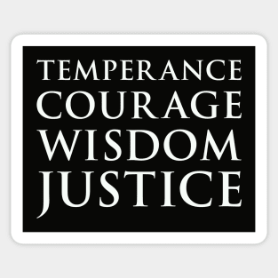 Temperance, Courage, Wisdom And Justice Sticker